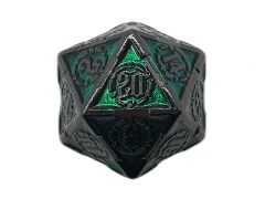 Old School: 22mm D20 Metal Die: Knights of the Round Table - Emerald with Black